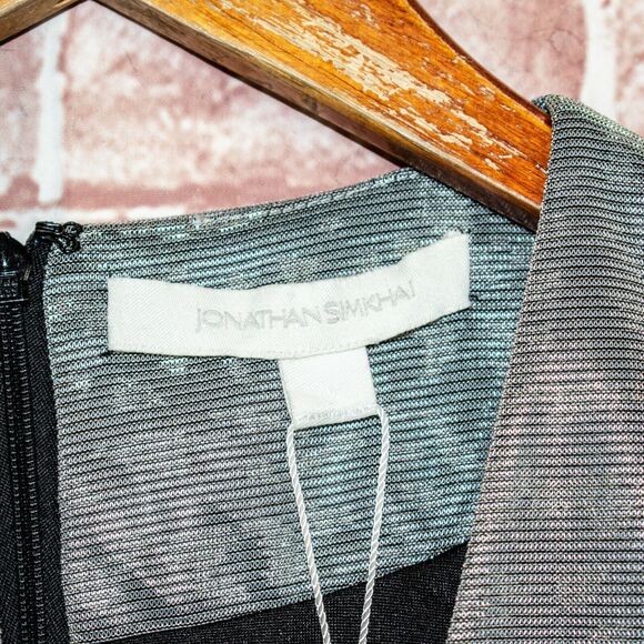 New Jonathan Simkhai Metallic Leopard Mini Dress Silver Size 2 $417 - Picture 2 of 11